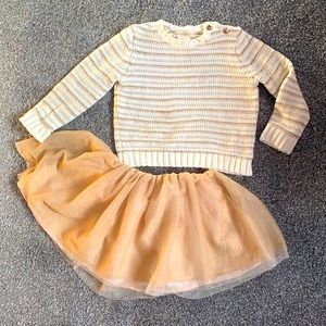 Sweater and skirt Set 3 T Beige Gold Knit Soft